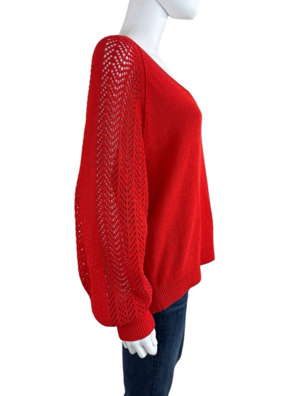 BROCHU WALKER Red Cotton Sweater Size L O0881 - Picture 4 of 8